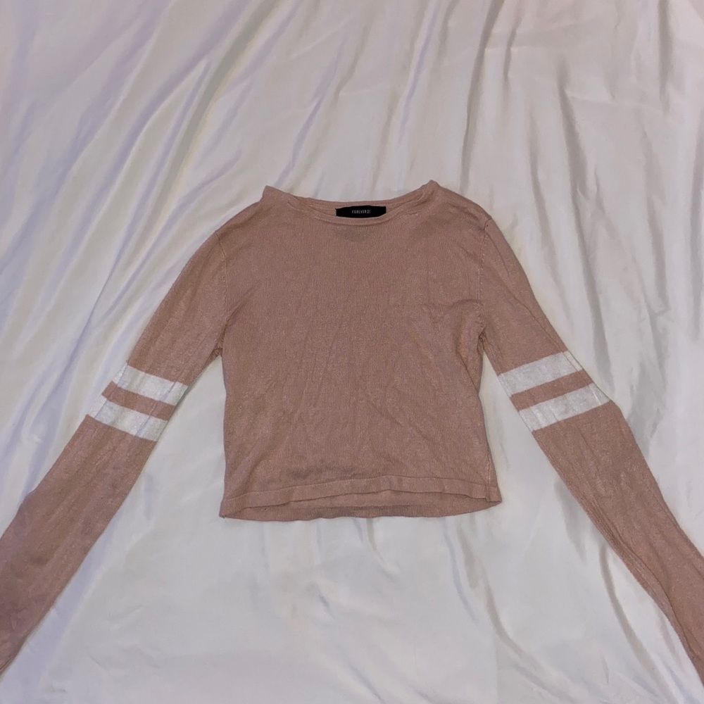 Pink forever 21 crop long sleeve shirt